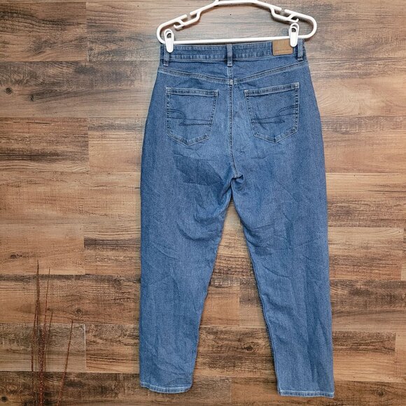 American Eagle Mom Jeans 8 R High Rise Medium Wash Stretch Denim - Picture 2 of 11